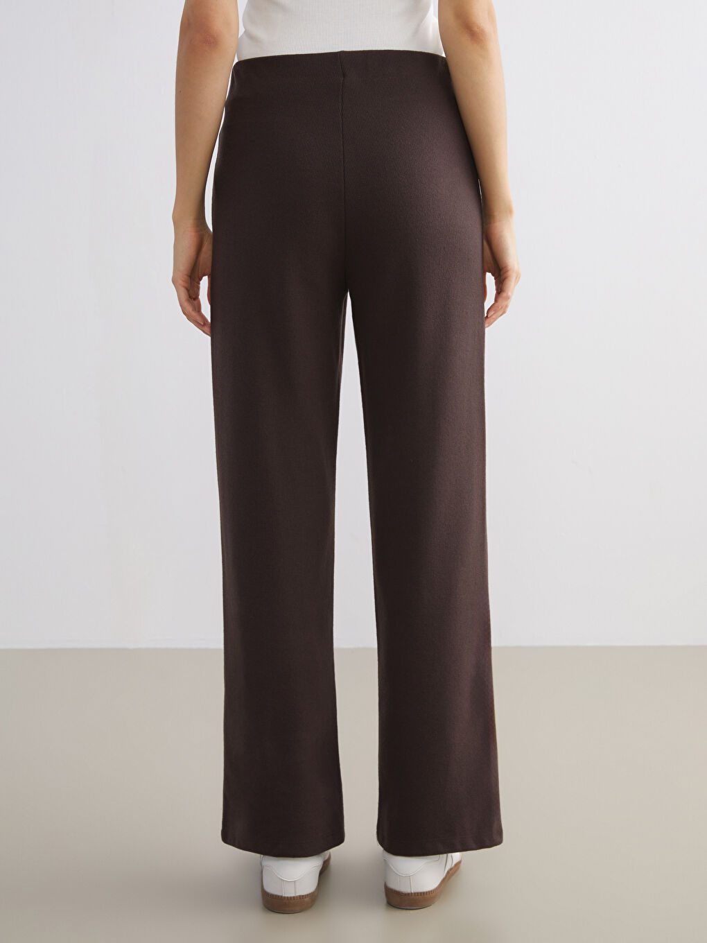 Pantalone sa elastičnim strukom i širokim nogavicama za žene-4