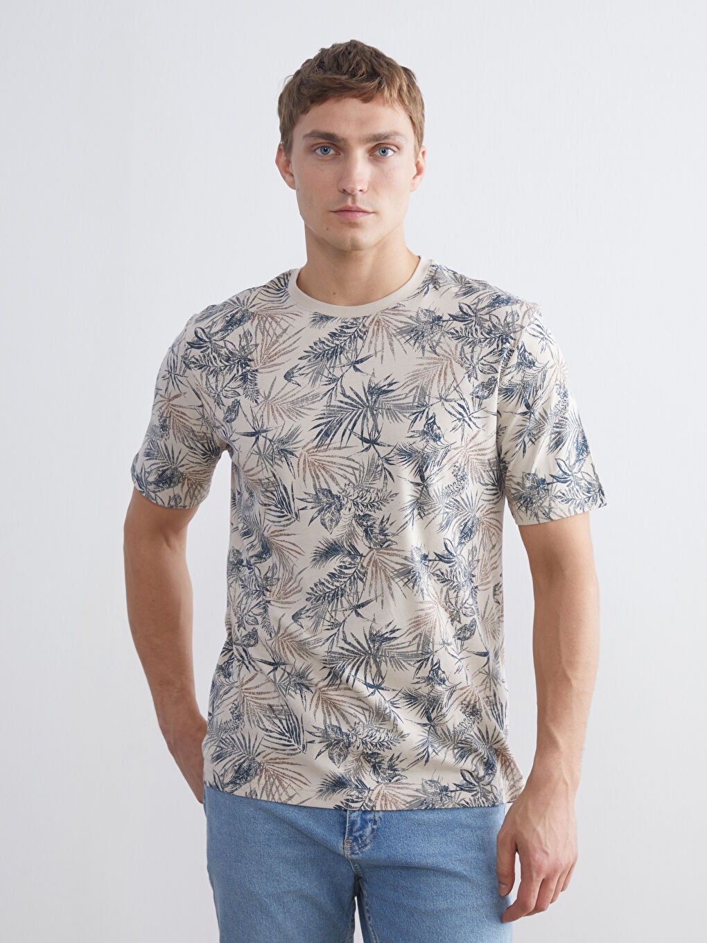 Crew Neck Patterned Men's T-Shirt-1