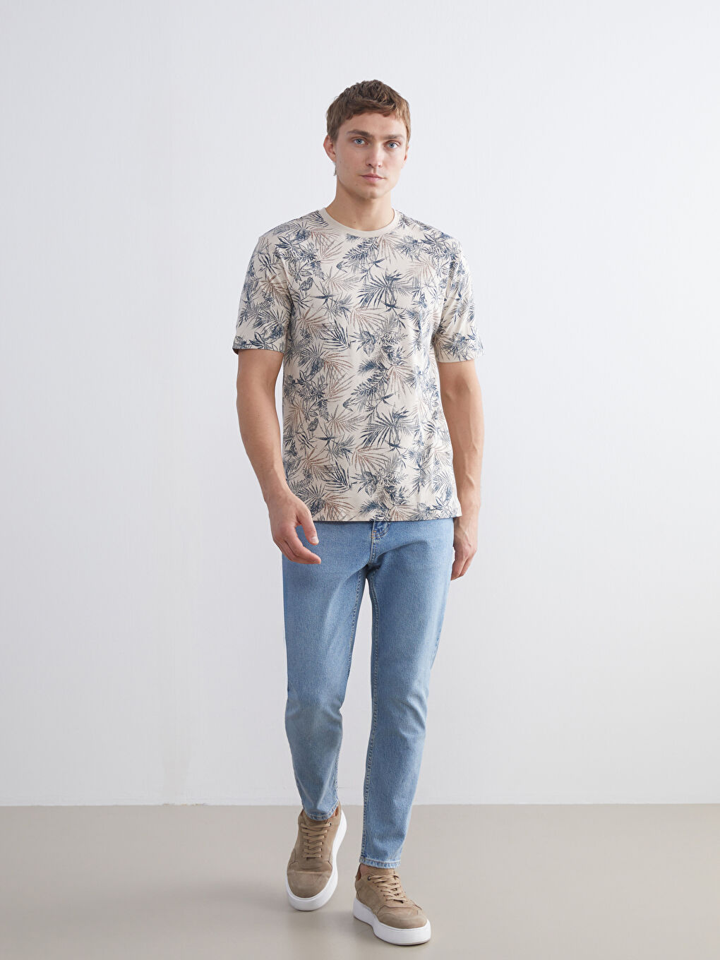 Crew Neck Patterned Men's T-Shirt-2