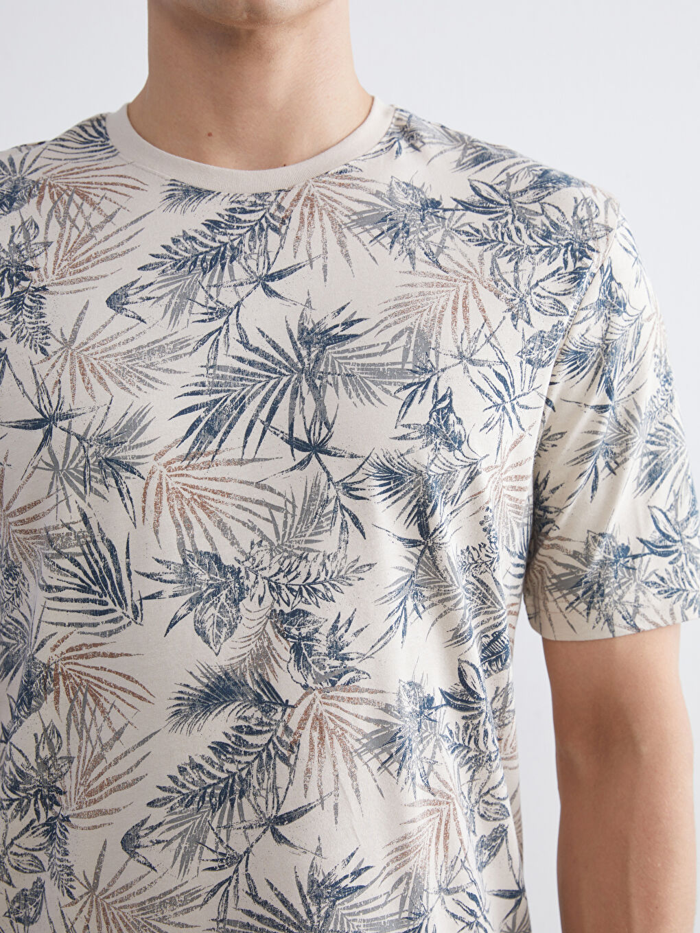 Crew Neck Patterned Men's T-Shirt-4