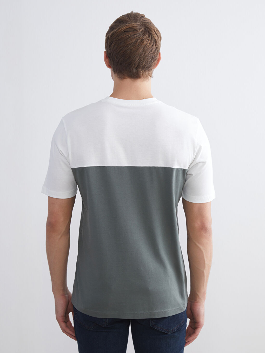 Crew Neck Color Block Men's T-Shirt-7