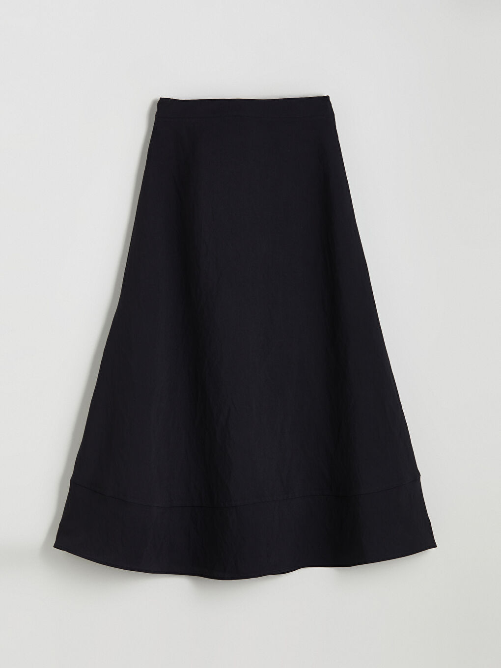 Siyah Beli Fermuarlı Modal Karışımlı A Kesim Etek-5