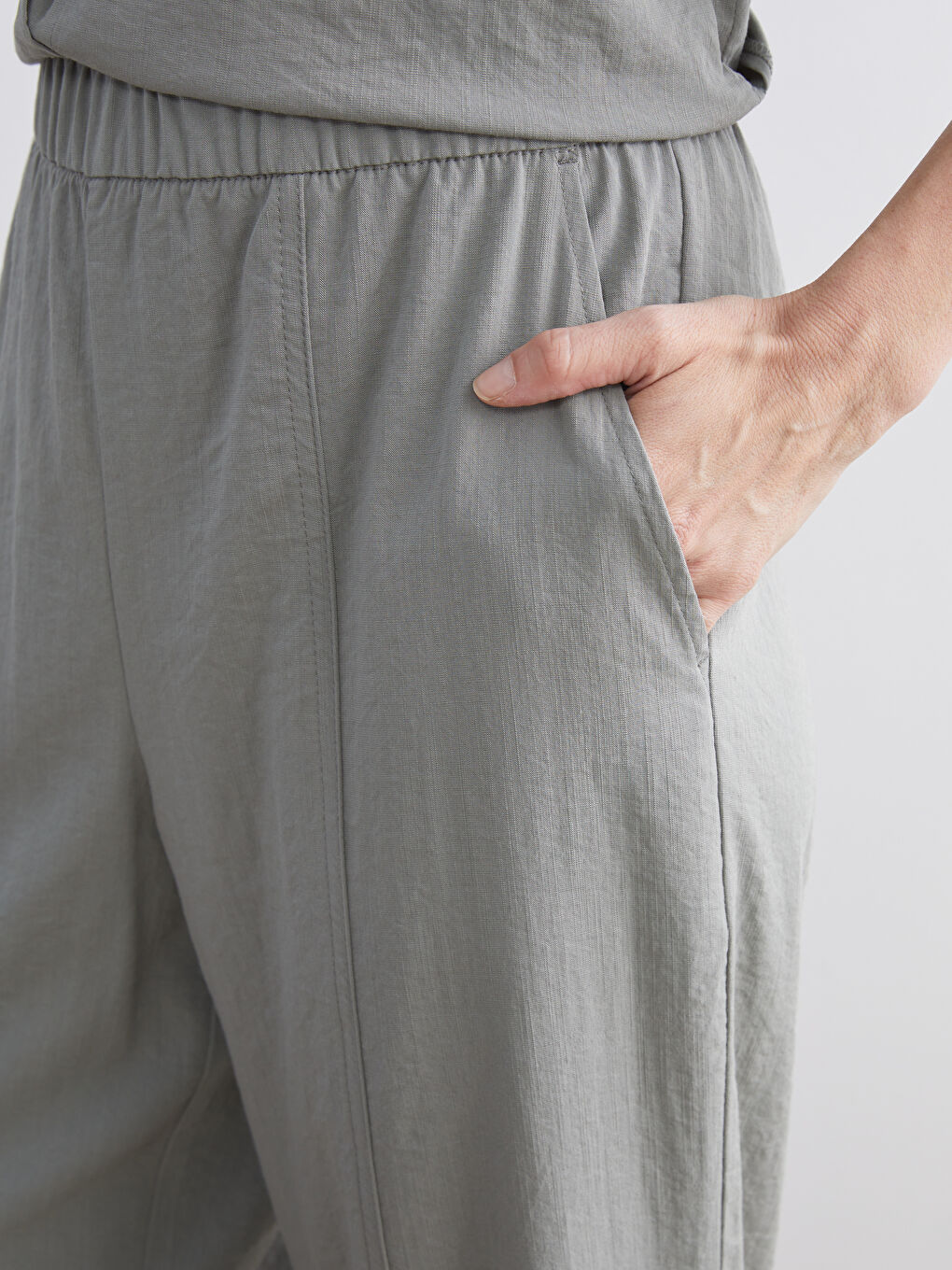 Elastic Waist Wide Leg Women's Trousers-2