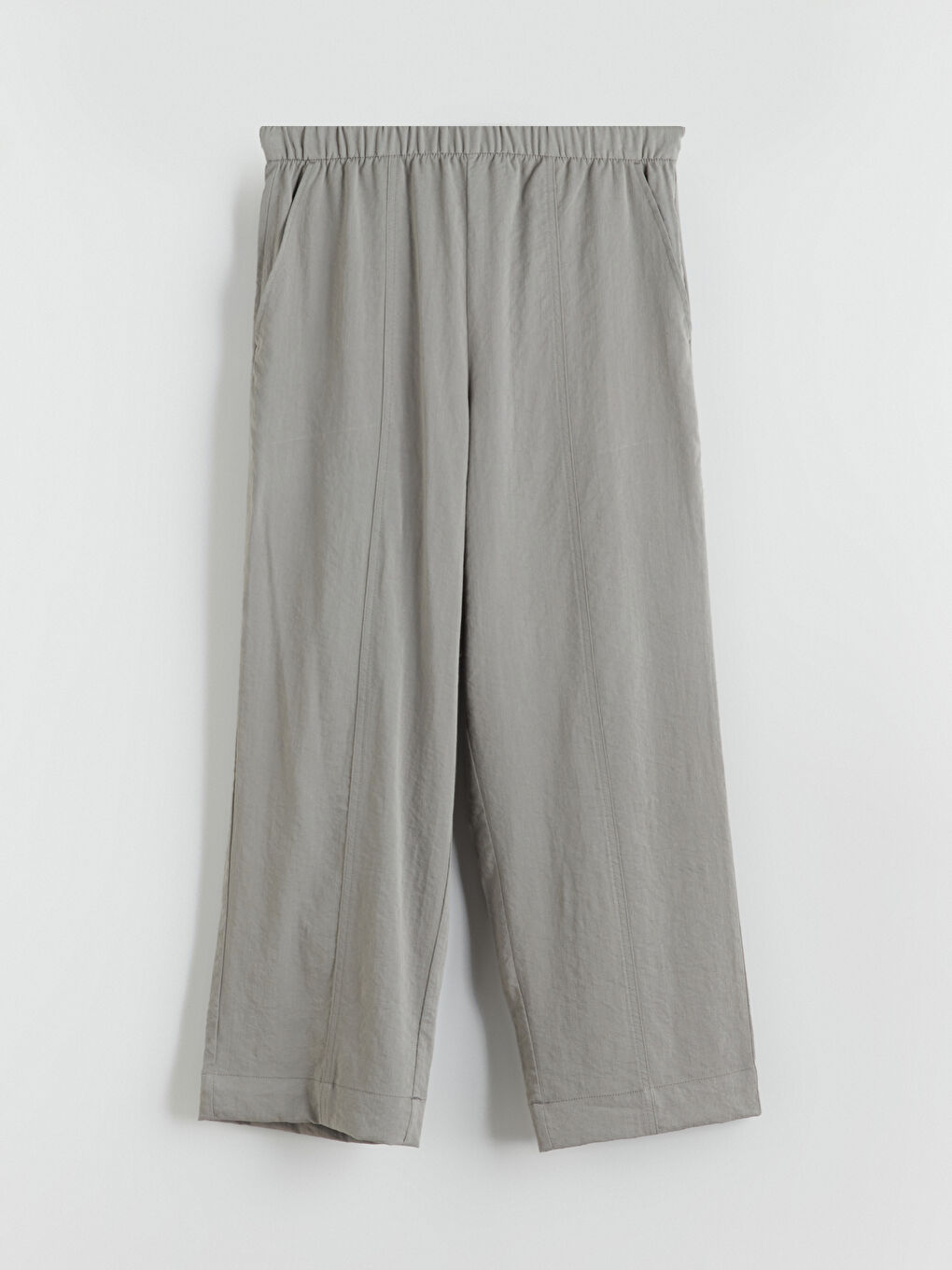 Elastic Waist Wide Leg Women's Trousers-4