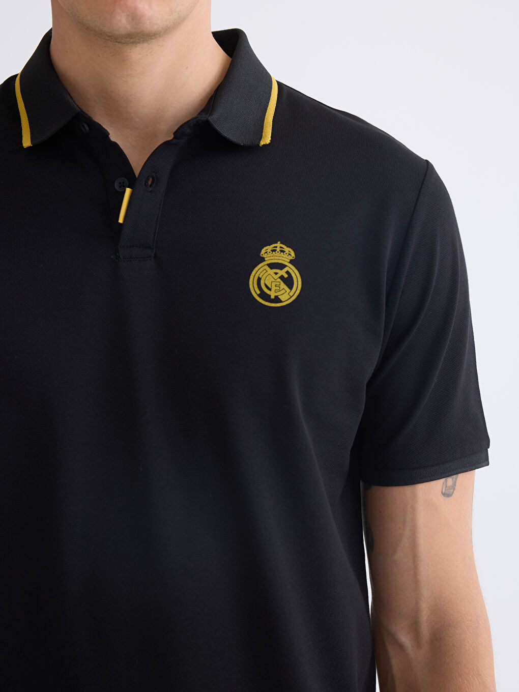 Polo Neck Real Madrid Printed Men's Fan T-Shirt-2