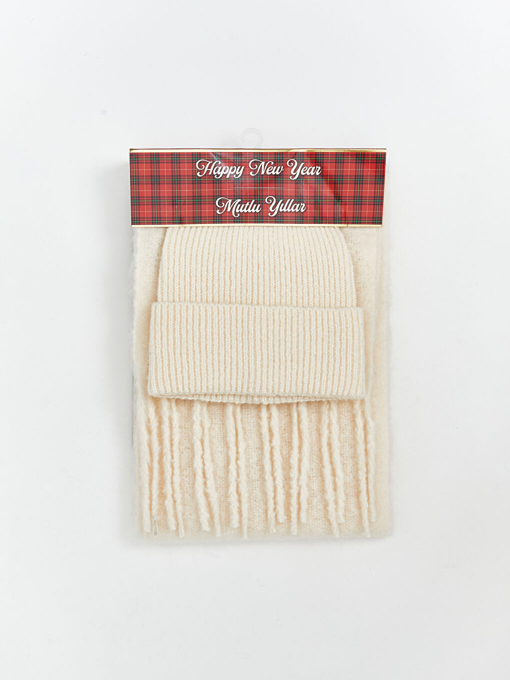 Woman ECRU Scarf & Beanie & Glove Set