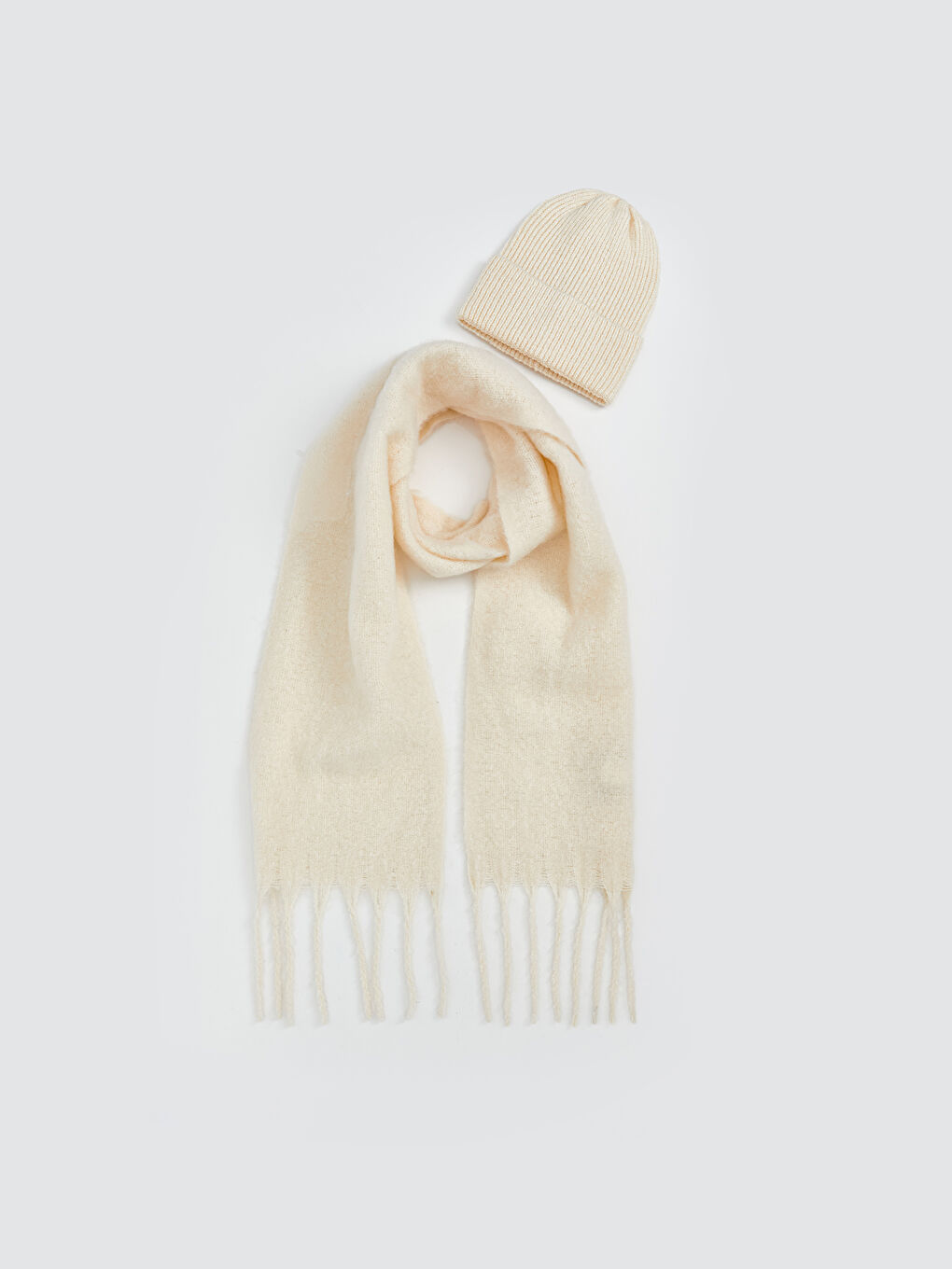 Woman ECRU Scarf & Beanie & Glove Set-1