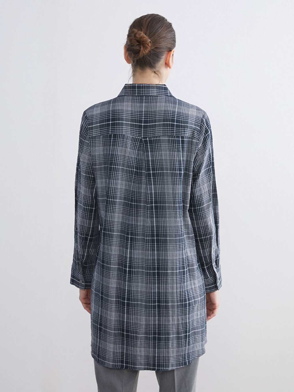 Plaid Women's Shirt Tunic-3