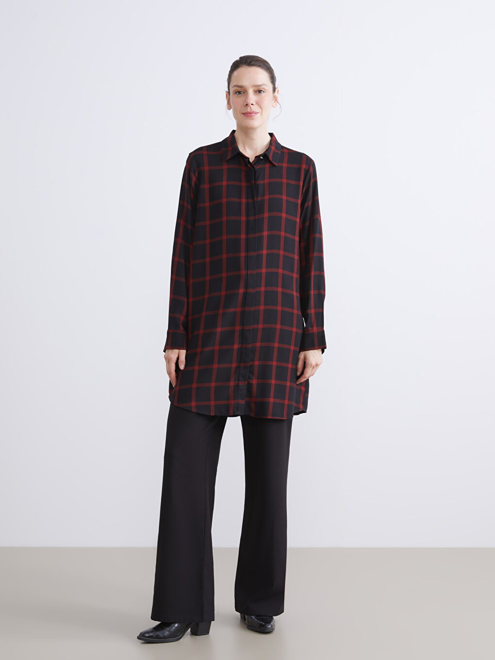 Plaid Women's Shirt Tunic-1