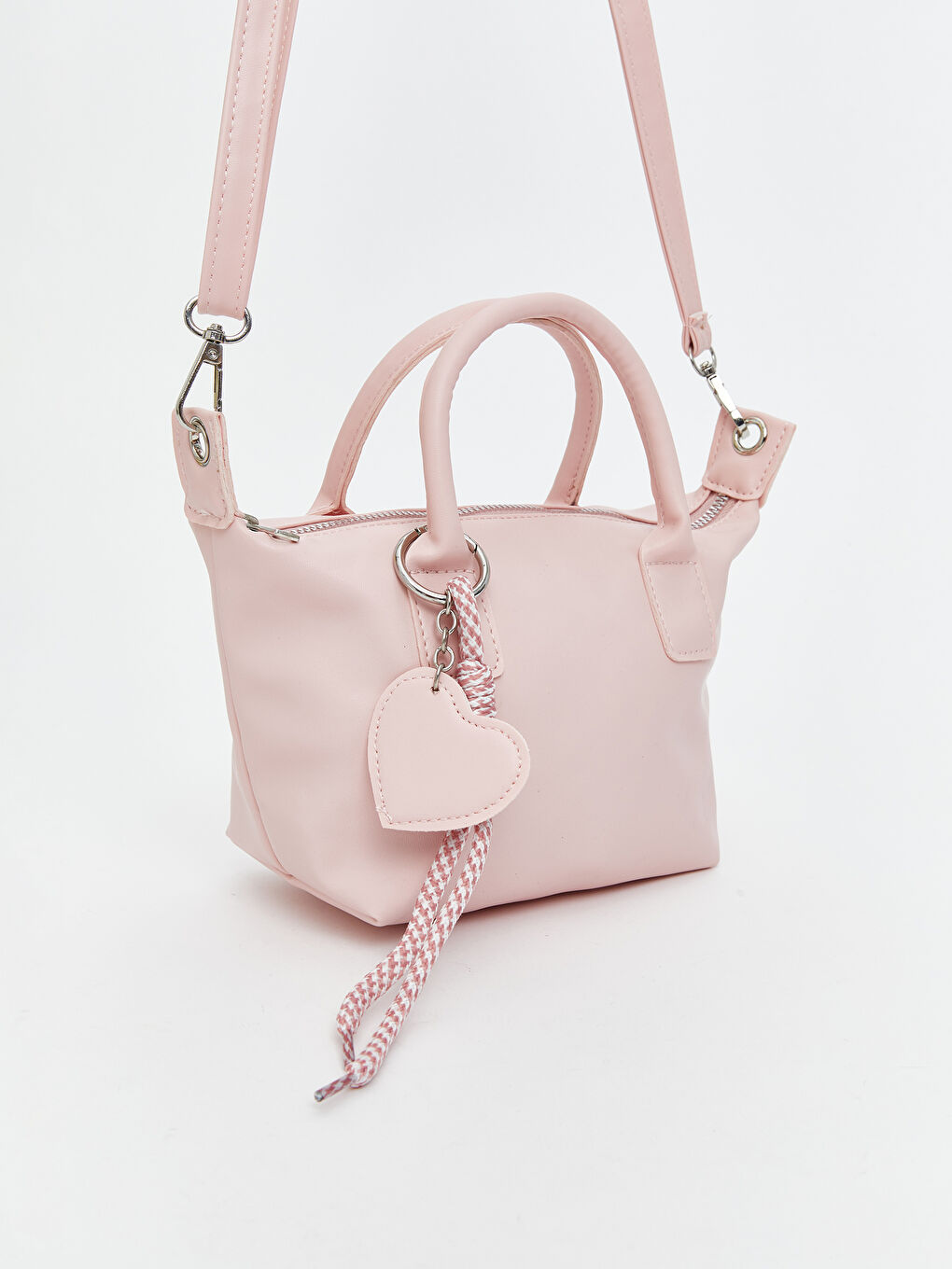 Pembe Askılı Deri Görünümlü Kadın Omuz Çantası-1