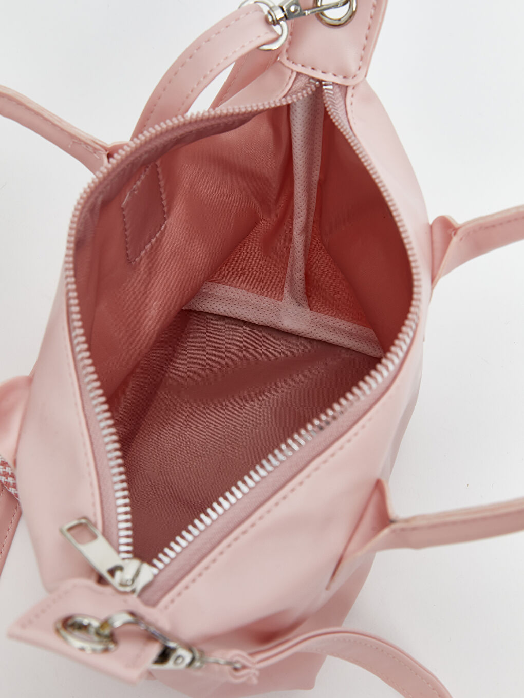 Pembe Askılı Deri Görünümlü Kadın Omuz Çantası-2