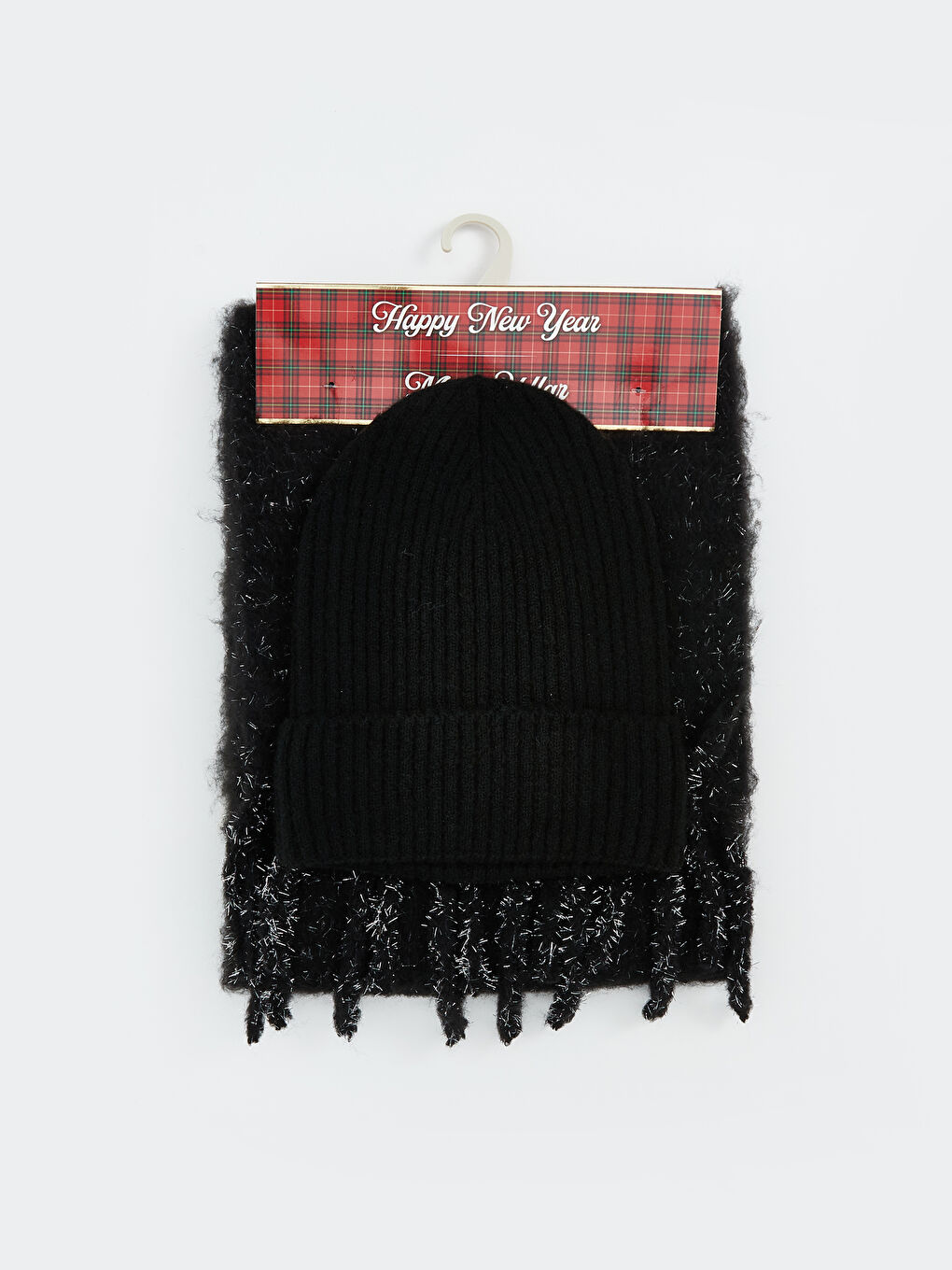 Woman BLACK Scarf & Beanie & Glove Set