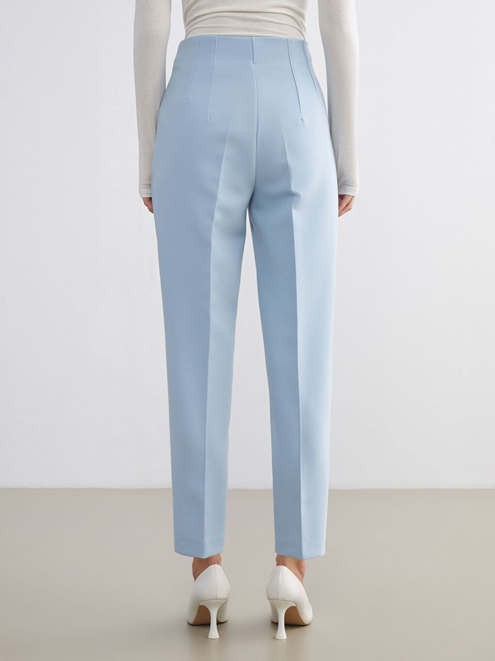 Mavi Yüksek Bel Cigarette Kadın Pantolon-4