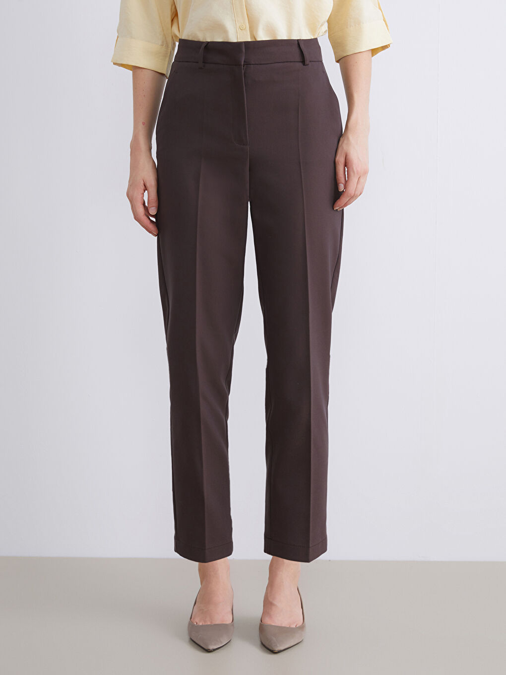 Plus Size High Waist Cigarette Women's Trousers-2