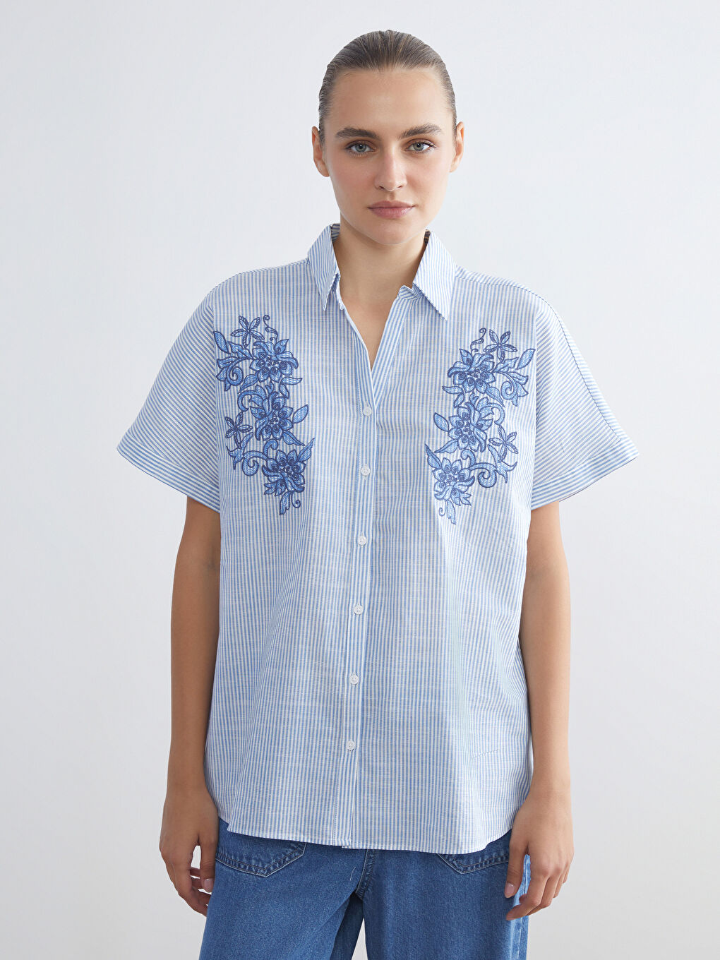LCW Grace Woman BLUE Shirt -W5JK63Z8-LEN