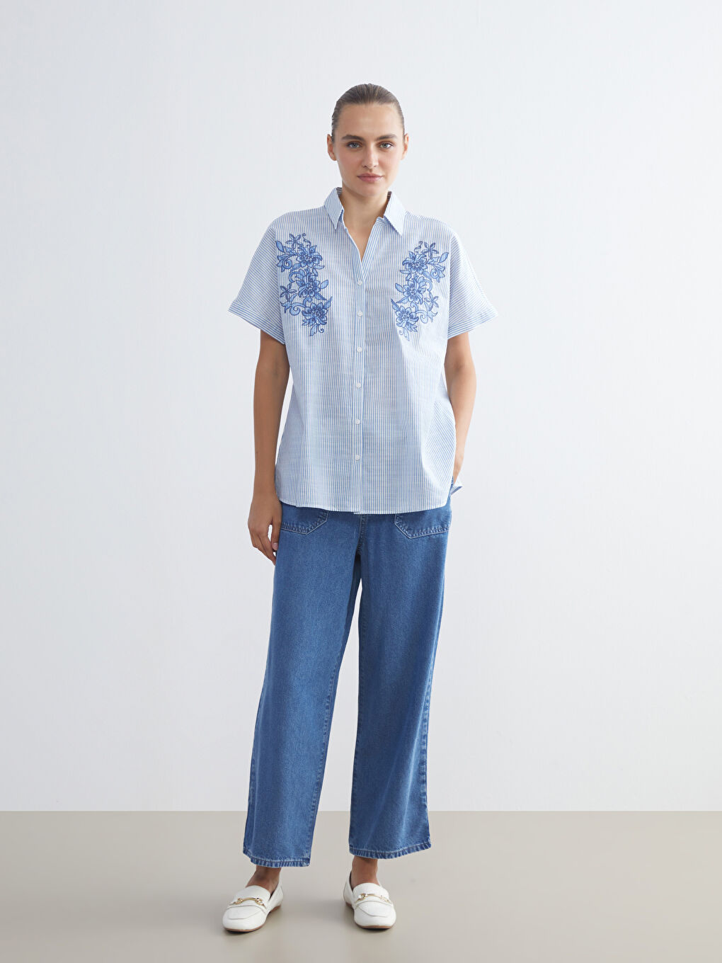 LCW Grace Woman BLUE Shirt -W5JK63Z8-LEN