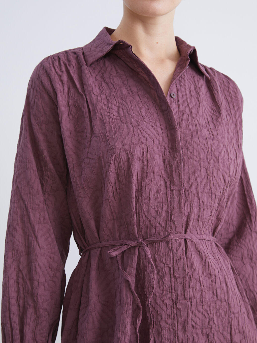 Bordo Dokulu Kadın Gömlek Tunik-2