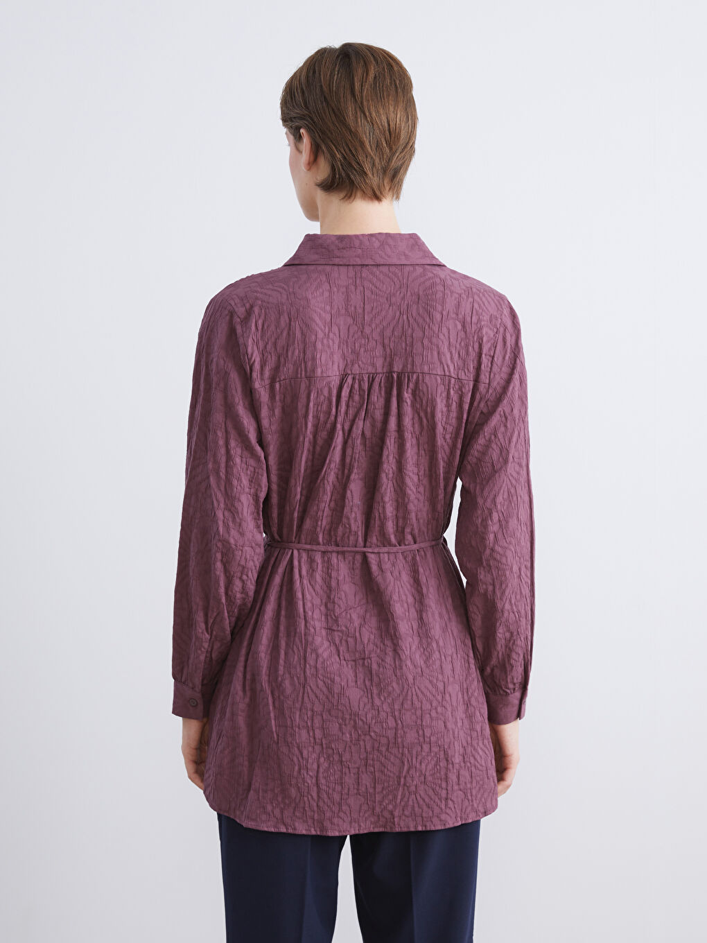 Bordo Dokulu Kadın Gömlek Tunik-3