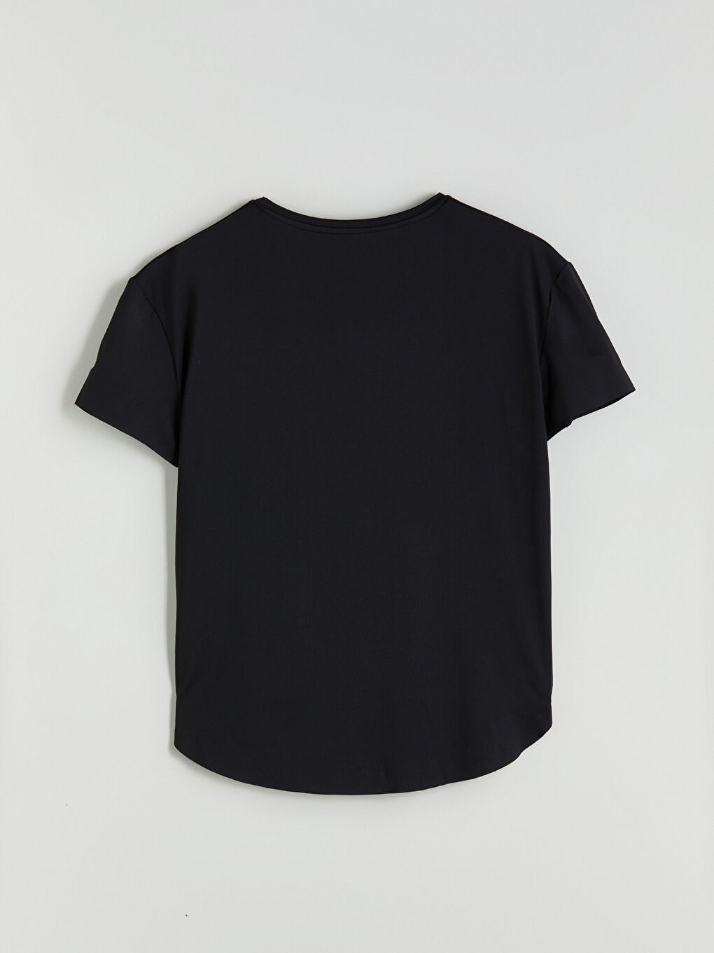 Siyah Bisiklet Yaka Kadın Spor Tişört-6