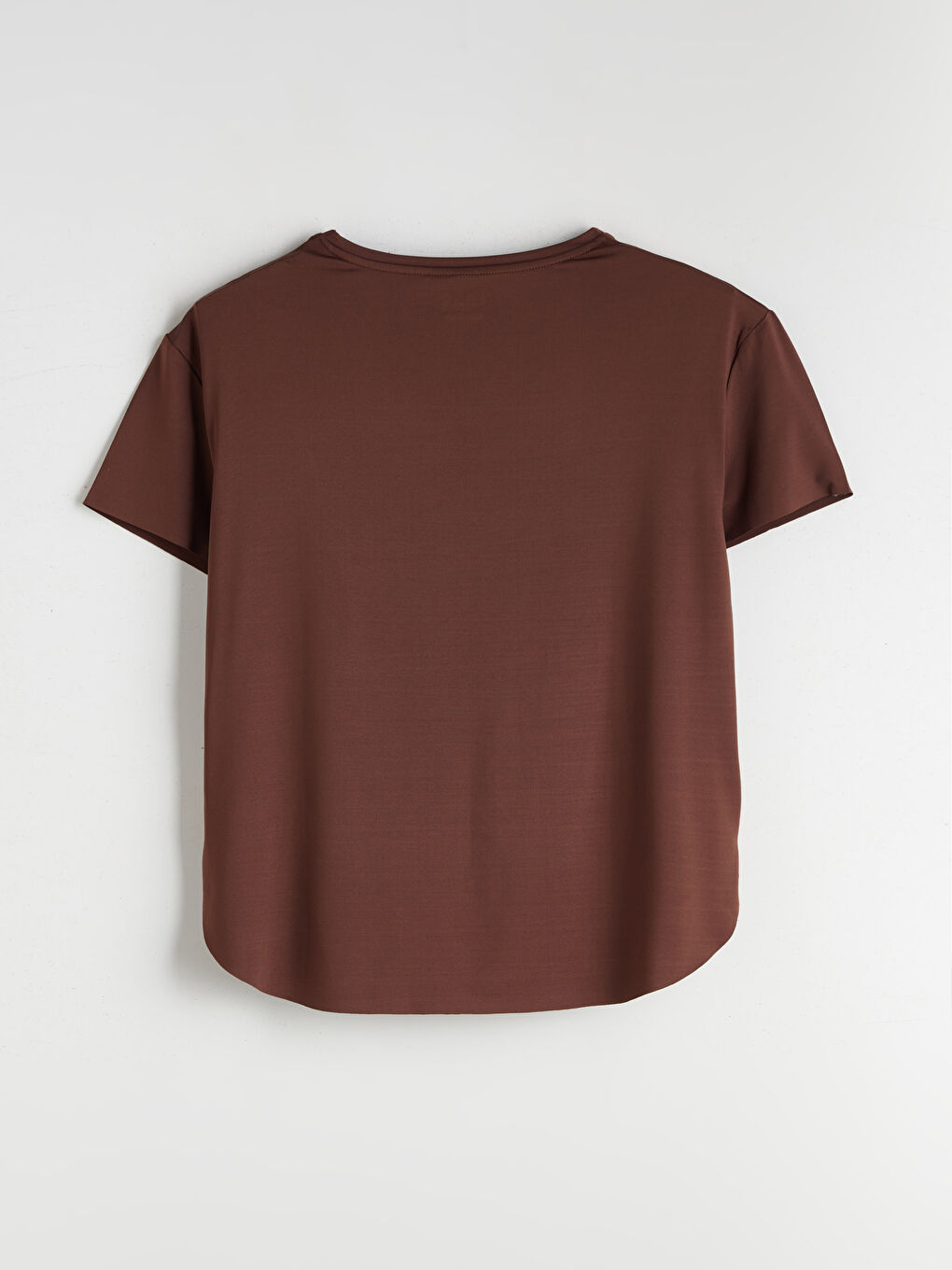 Kahverengi Bisiklet Yaka Kadın Spor Tişört-6