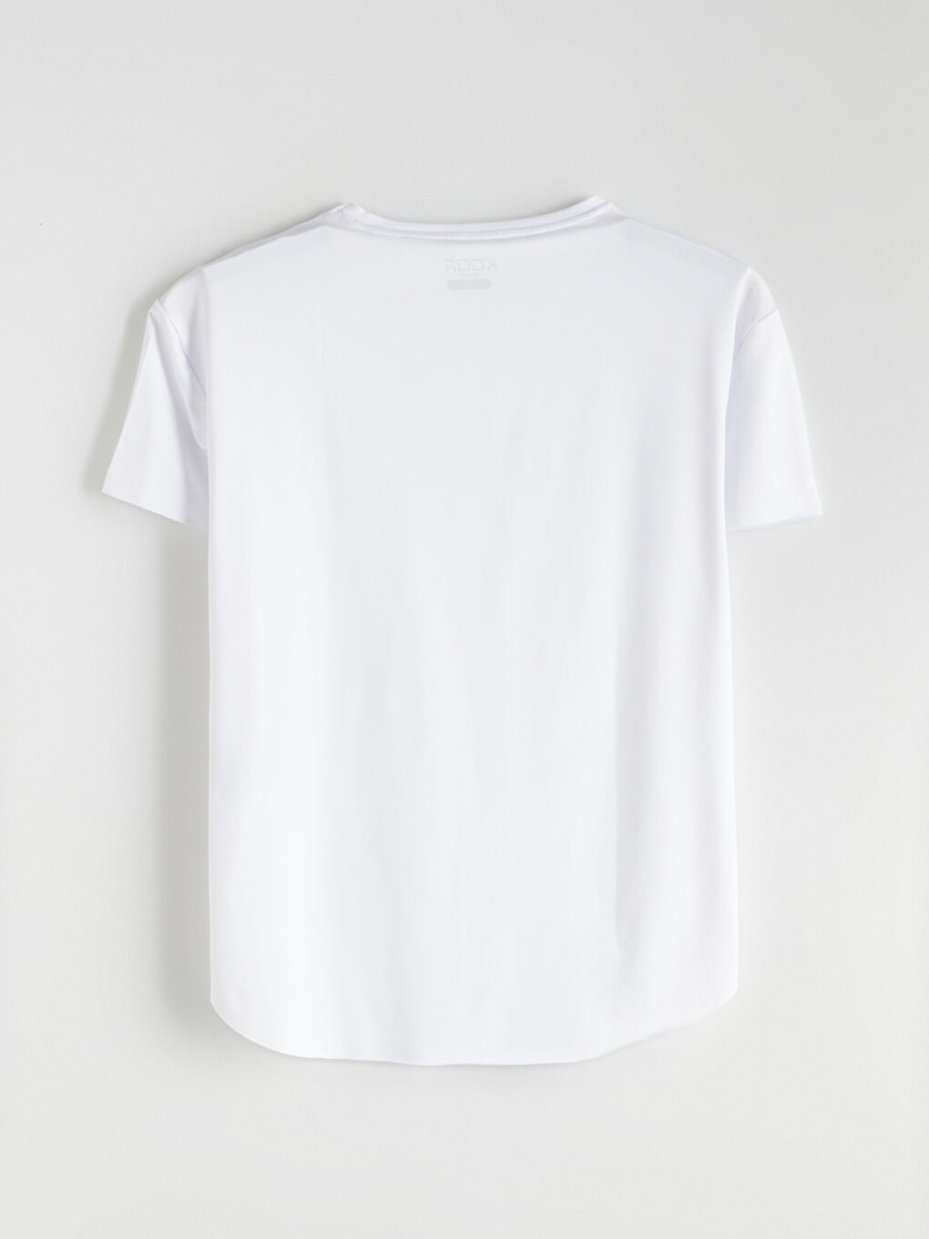 Beyaz Bisiklet Yaka Kadın Spor Tişört-5