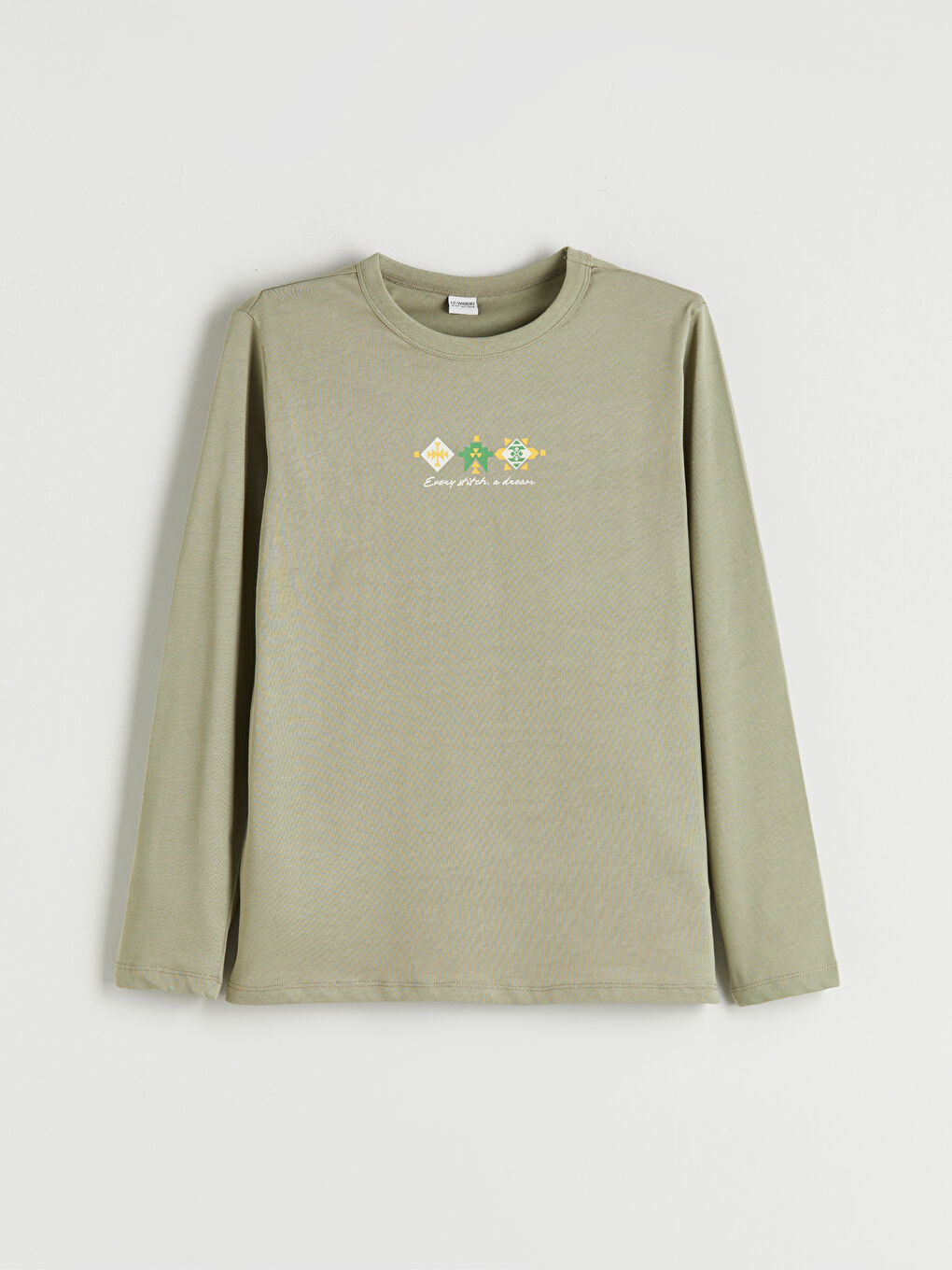 Haki Bisiklet Yaka Erkek Çocuk Tişört