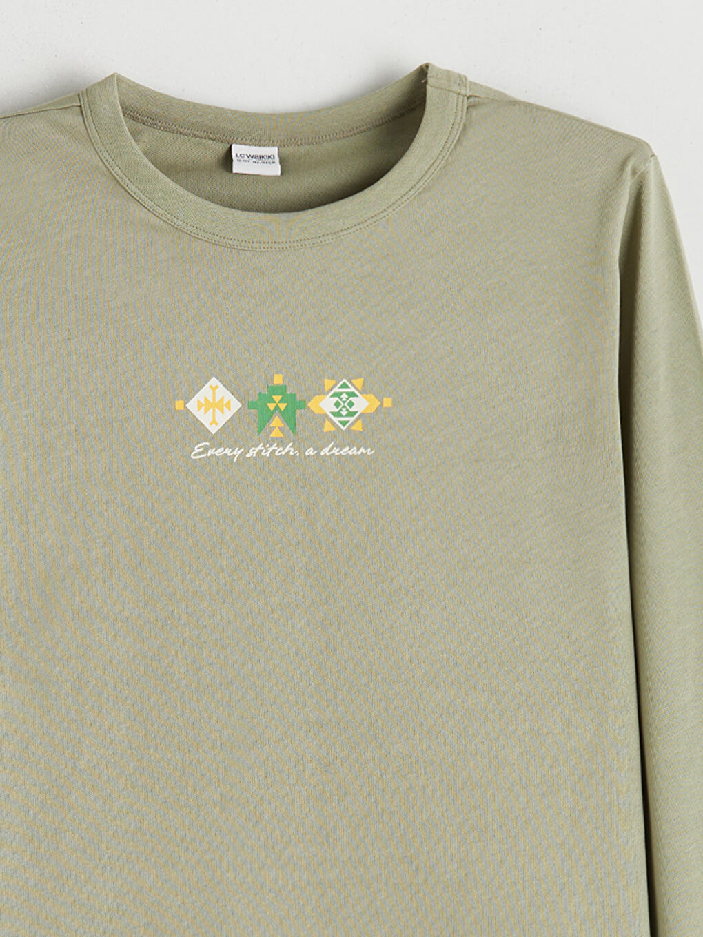 Haki Bisiklet Yaka Erkek Çocuk Tişört-2