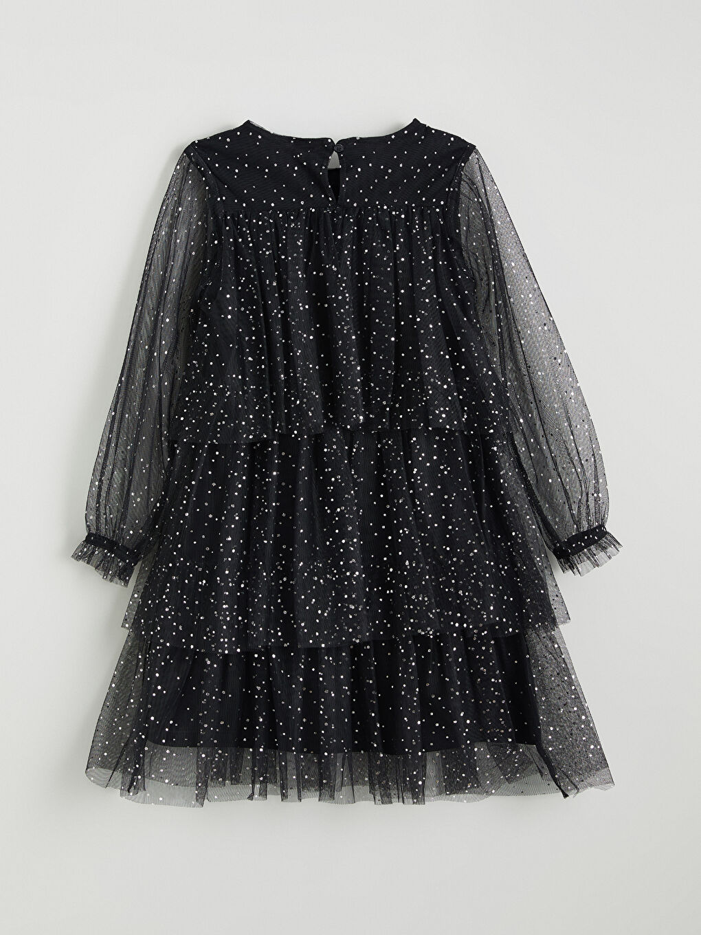 فستان للبنات بياقة دائرية لامعة-2