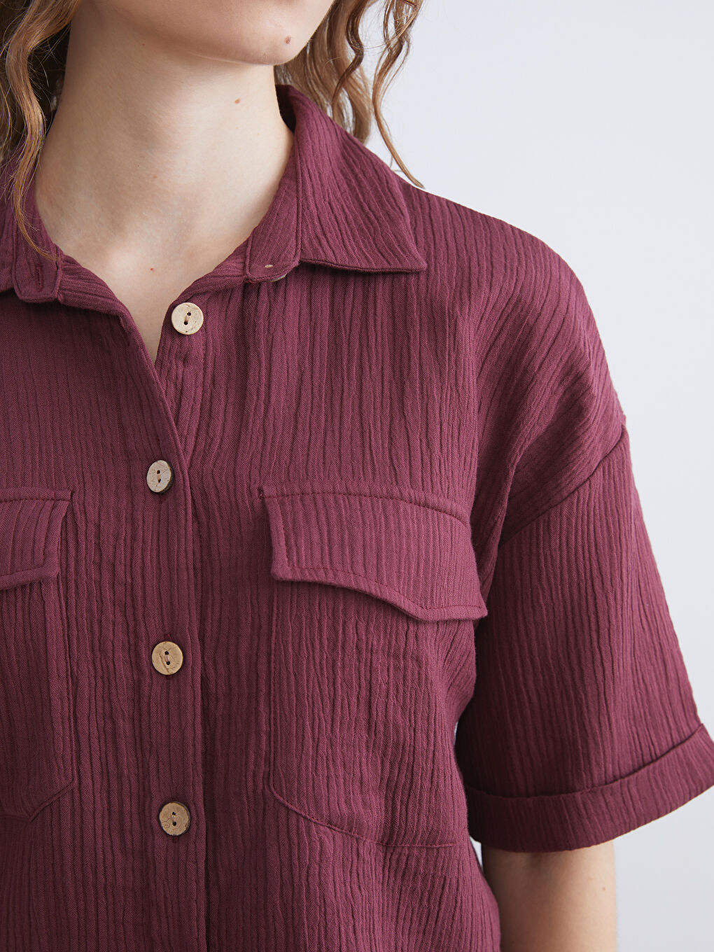 Textured Muslin Women's Shirt-2
