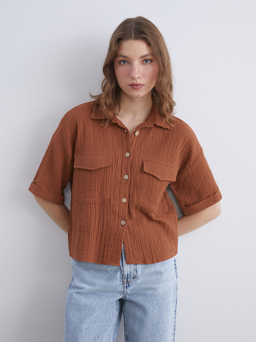 Chemise Texturée en Mousseline pour Femmes-1