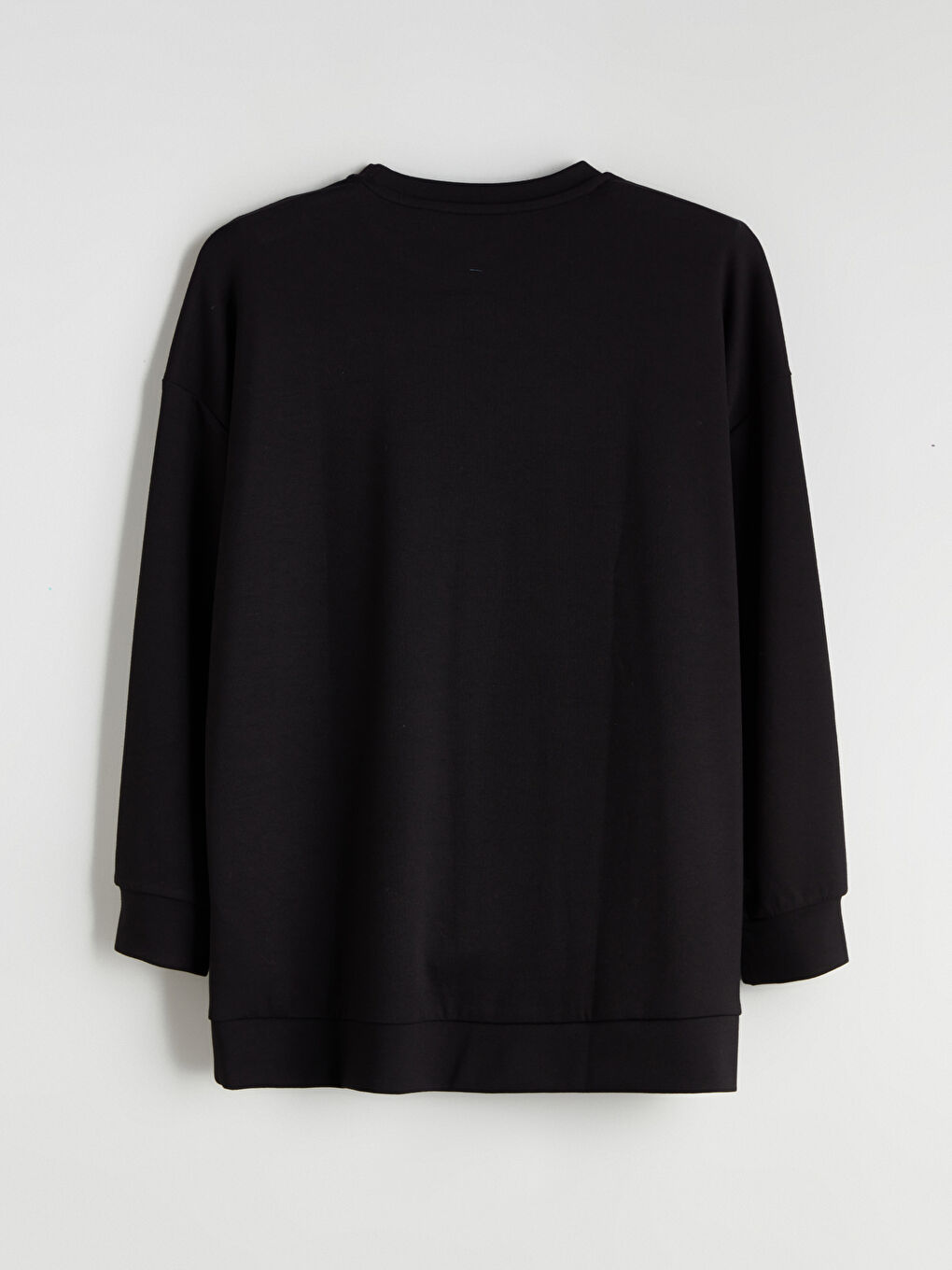 Siyah Bisiklet Yaka Soft Touch Kadın Spor Sweatshirt-5