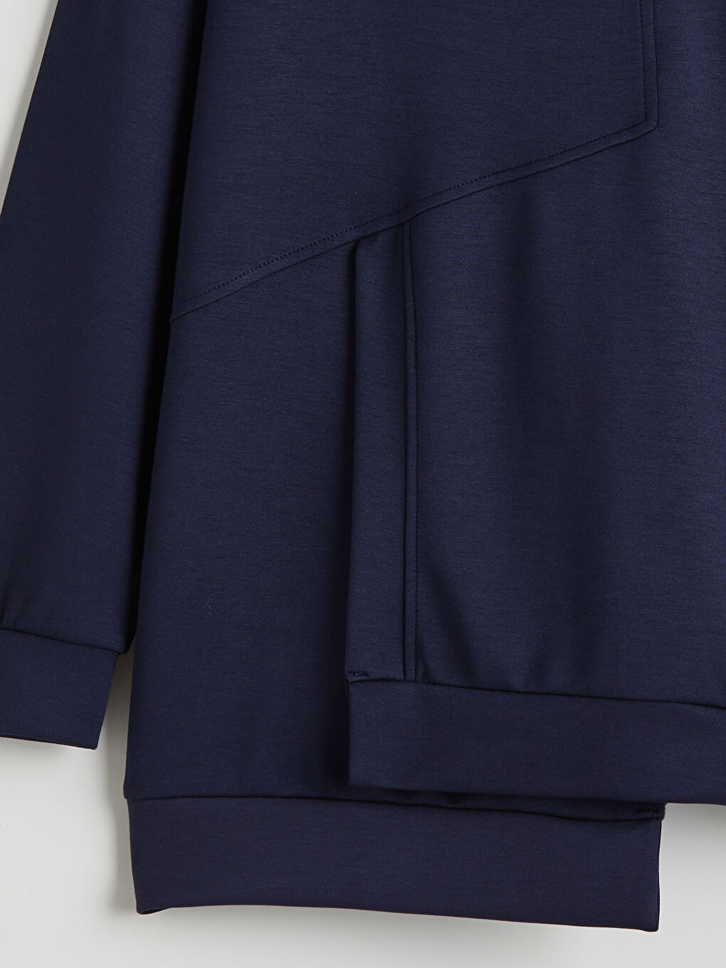 Lacivert Bisiklet Yaka Soft Touch Kadın Spor Sweatshirt-5