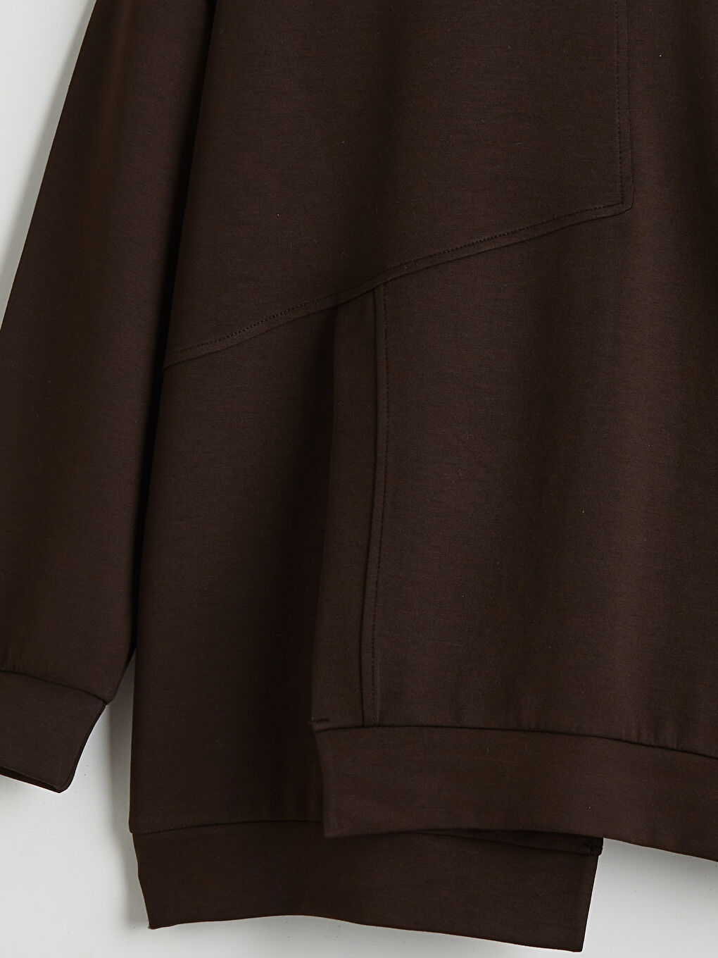 Kahverengi Bisiklet Yaka Soft Touch Kadın Spor Sweatshirt-5