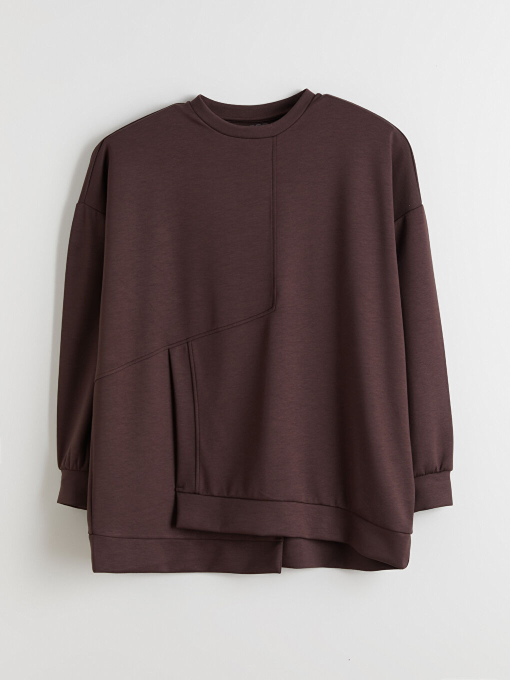 Kahverengi Bisiklet Yaka Soft Touch Kadın Spor Sweatshirt-4