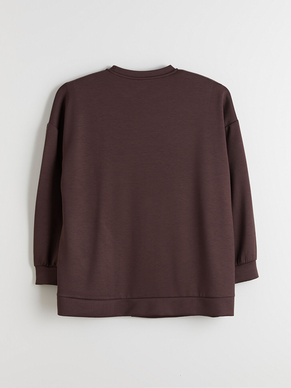 Kahverengi Bisiklet Yaka Soft Touch Kadın Spor Sweatshirt-5