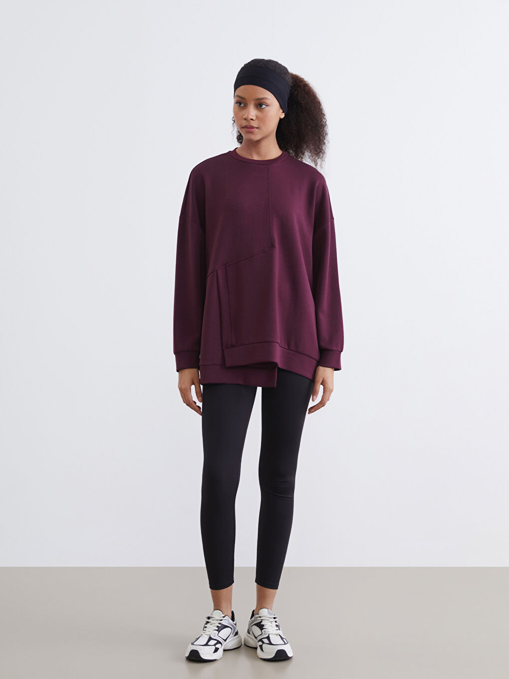 Mürdüm Bisiklet Yaka Soft Touch Kadın Spor Sweatshirt-1