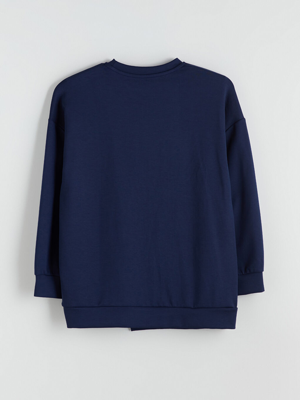 Lacivert Bisiklet Yaka Soft Touch Kadın Spor Sweatshirt-5