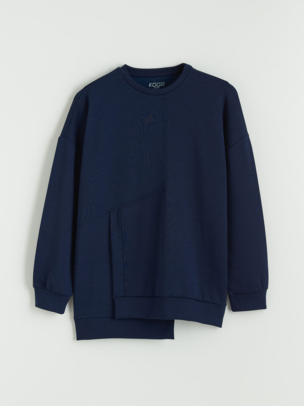 Lacivert Bisiklet Yaka Soft Touch Kadın Spor Sweatshirt-4