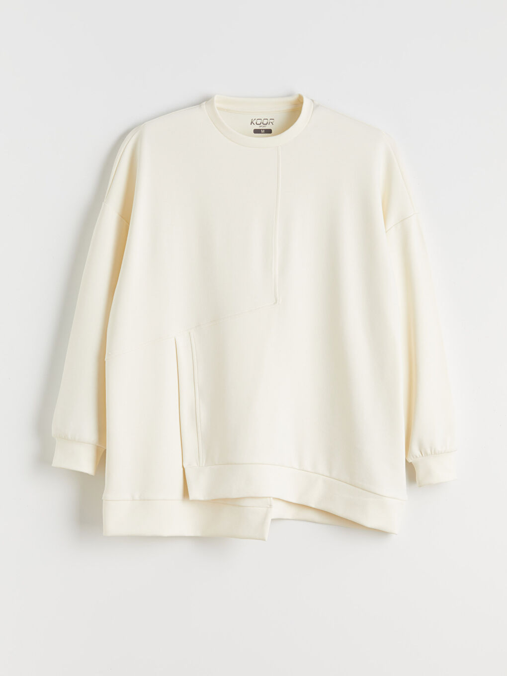 Bej Bisiklet Yaka Soft Touch Kadın Spor Sweatshirt-4