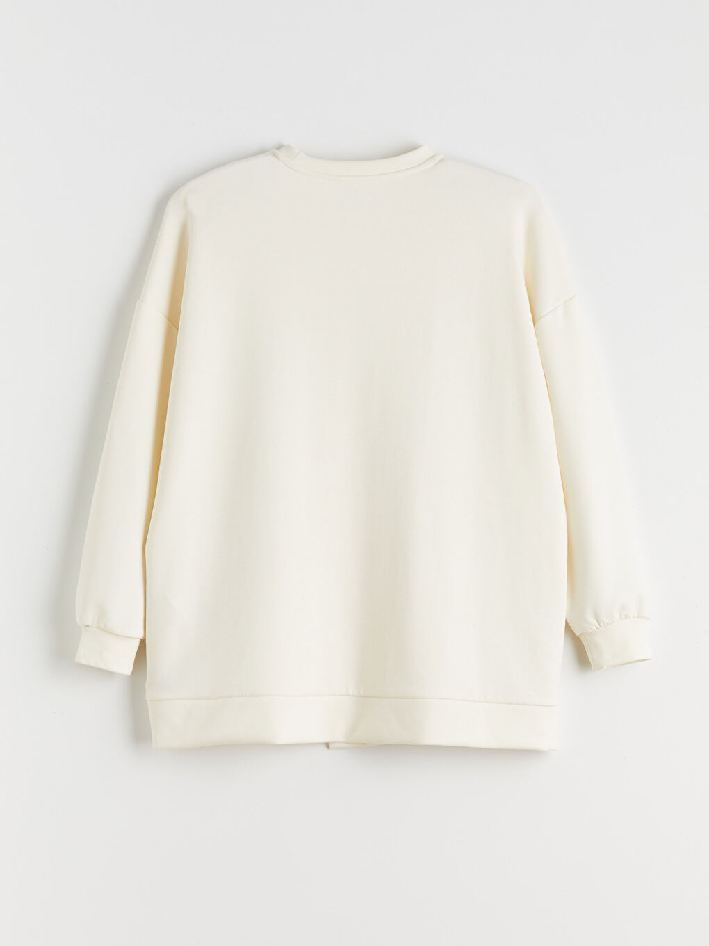 Bej Bisiklet Yaka Soft Touch Kadın Spor Sweatshirt-5