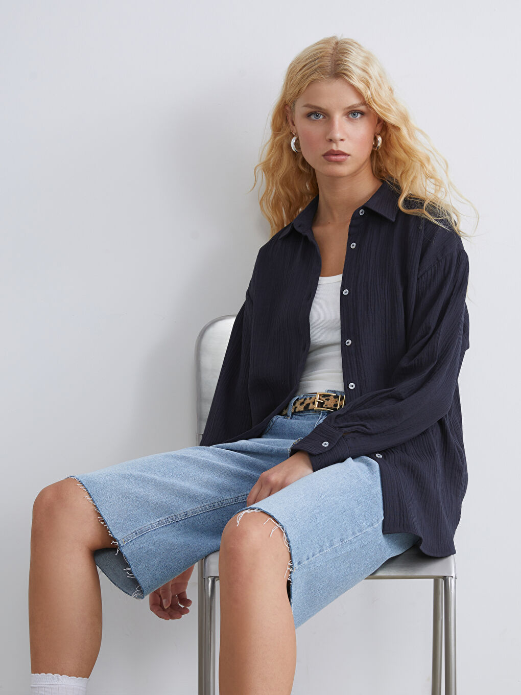 XSIDE Woman NAVY Shirt -W5JL01Z8-8N4