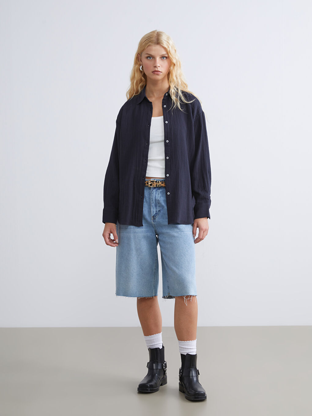 XSIDE Woman NAVY Shirt -W5JL01Z8-8N4