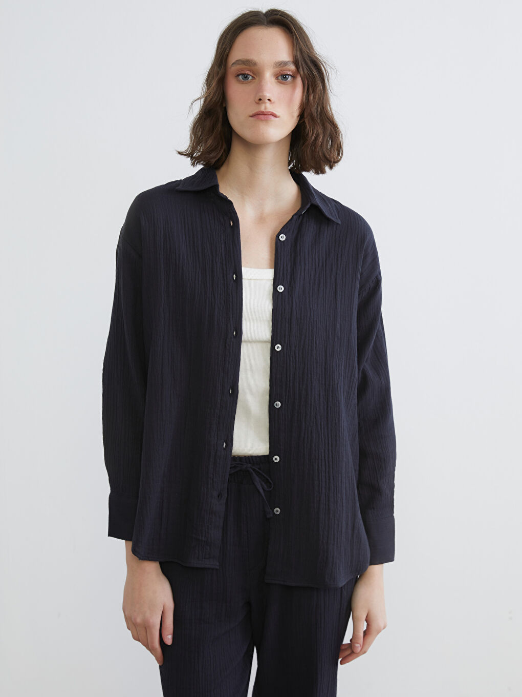 Cămașă Texturată din Muselină pentru Femei