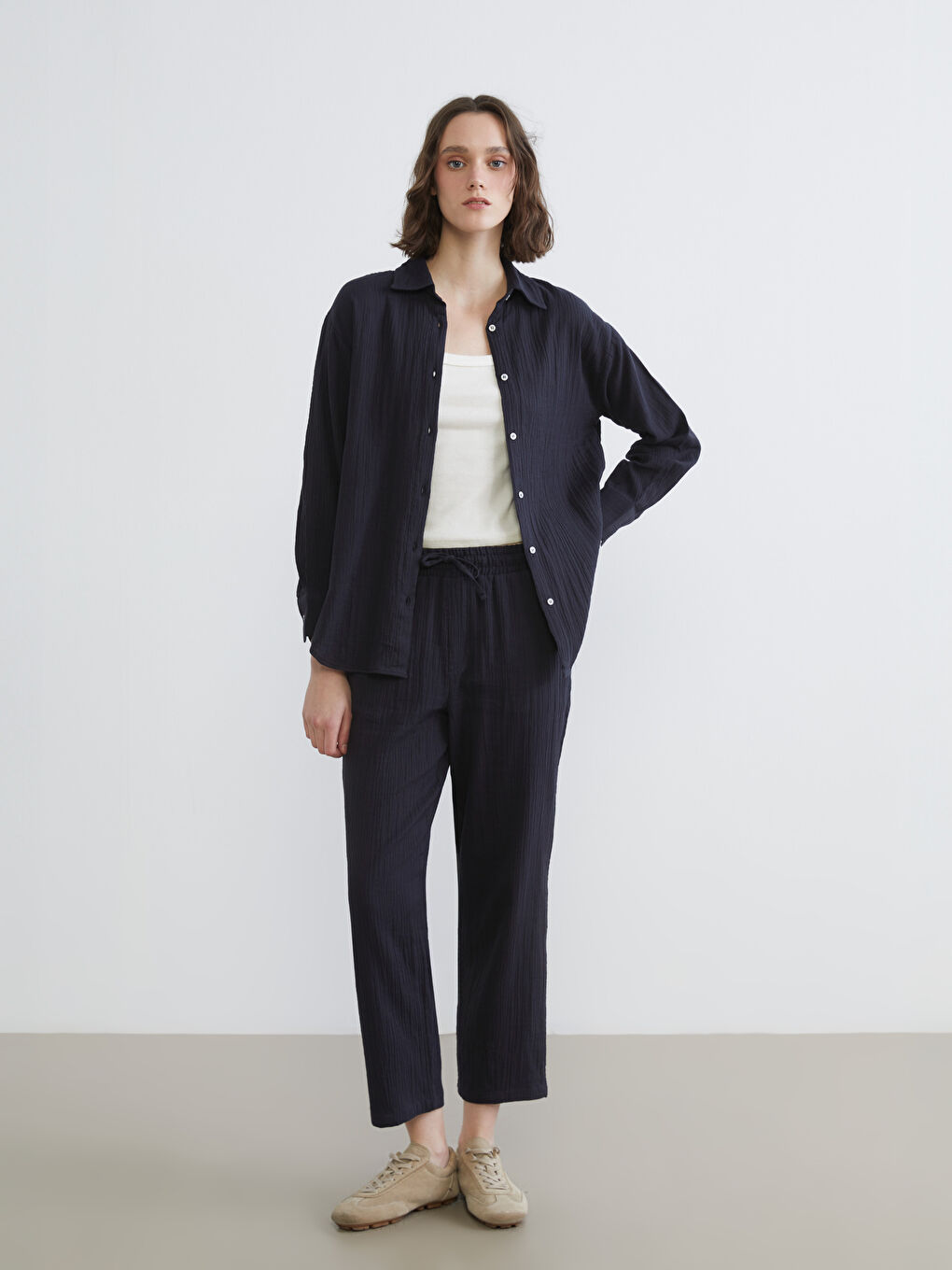 Cămașă Texturată din Muselină pentru Femei-1