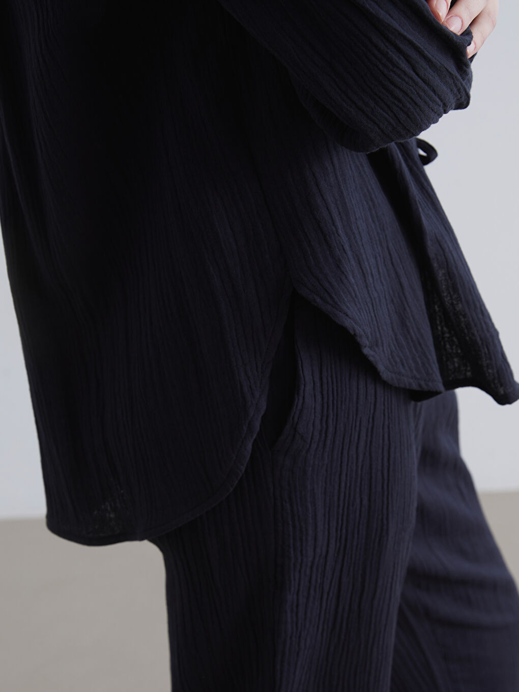 Cămașă Texturată din Muselină pentru Femei-2