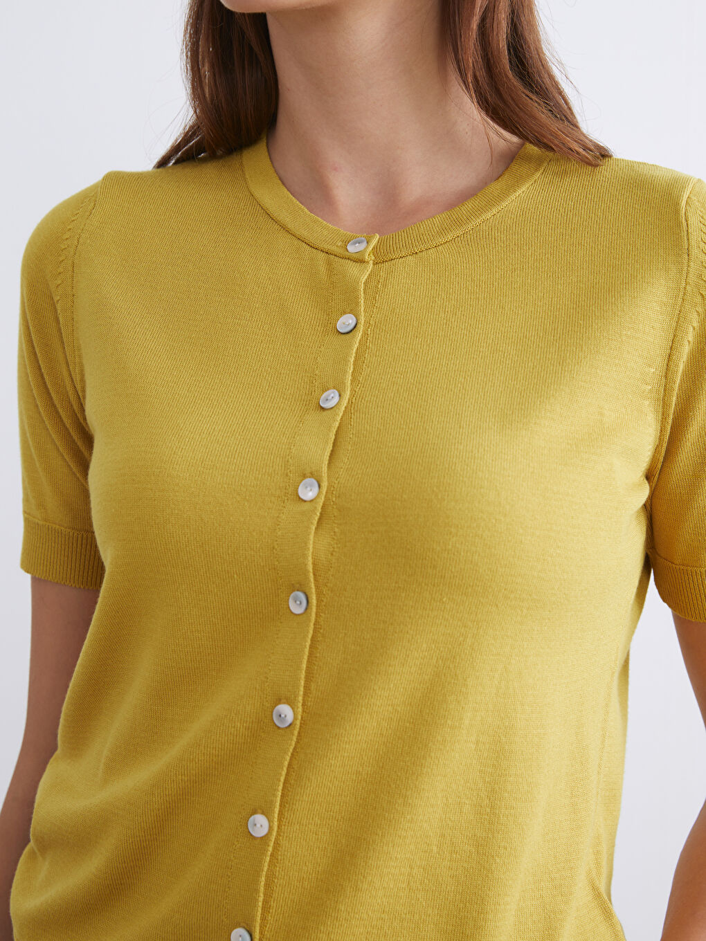 Ζακέτα Πλεκτή Στρογγυλή Λαιμόκοψη για Γυναίκες-2