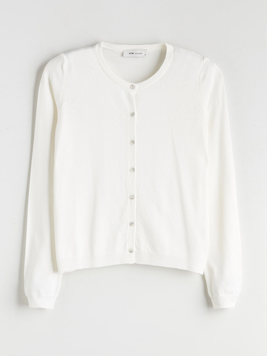 Ekru Bisiklet Yaka Kadın Triko Hırka-4