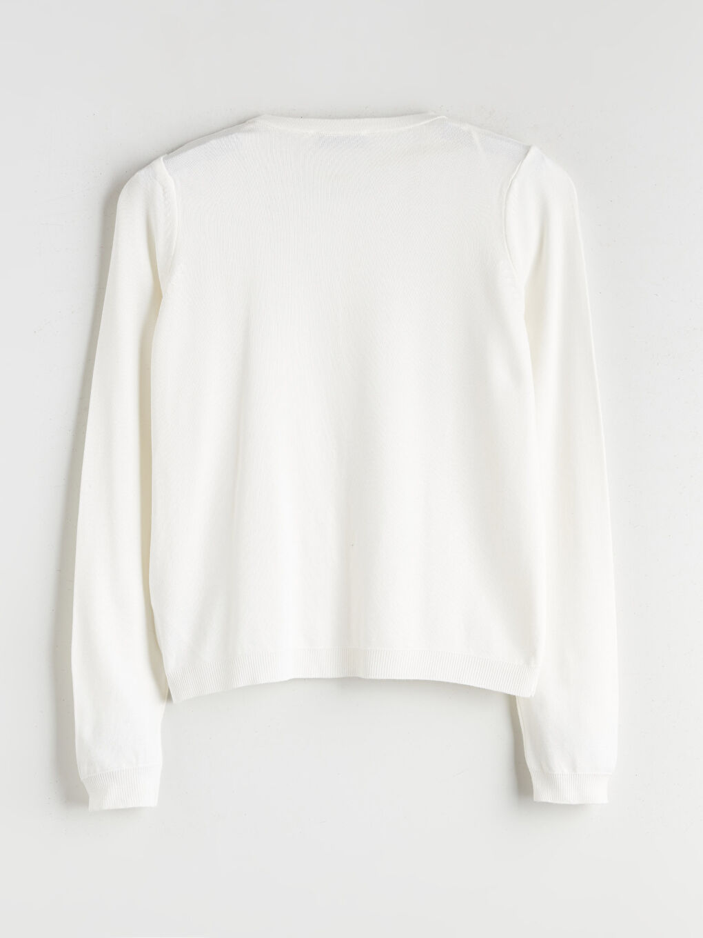 Ekru Bisiklet Yaka Kadın Triko Hırka-5