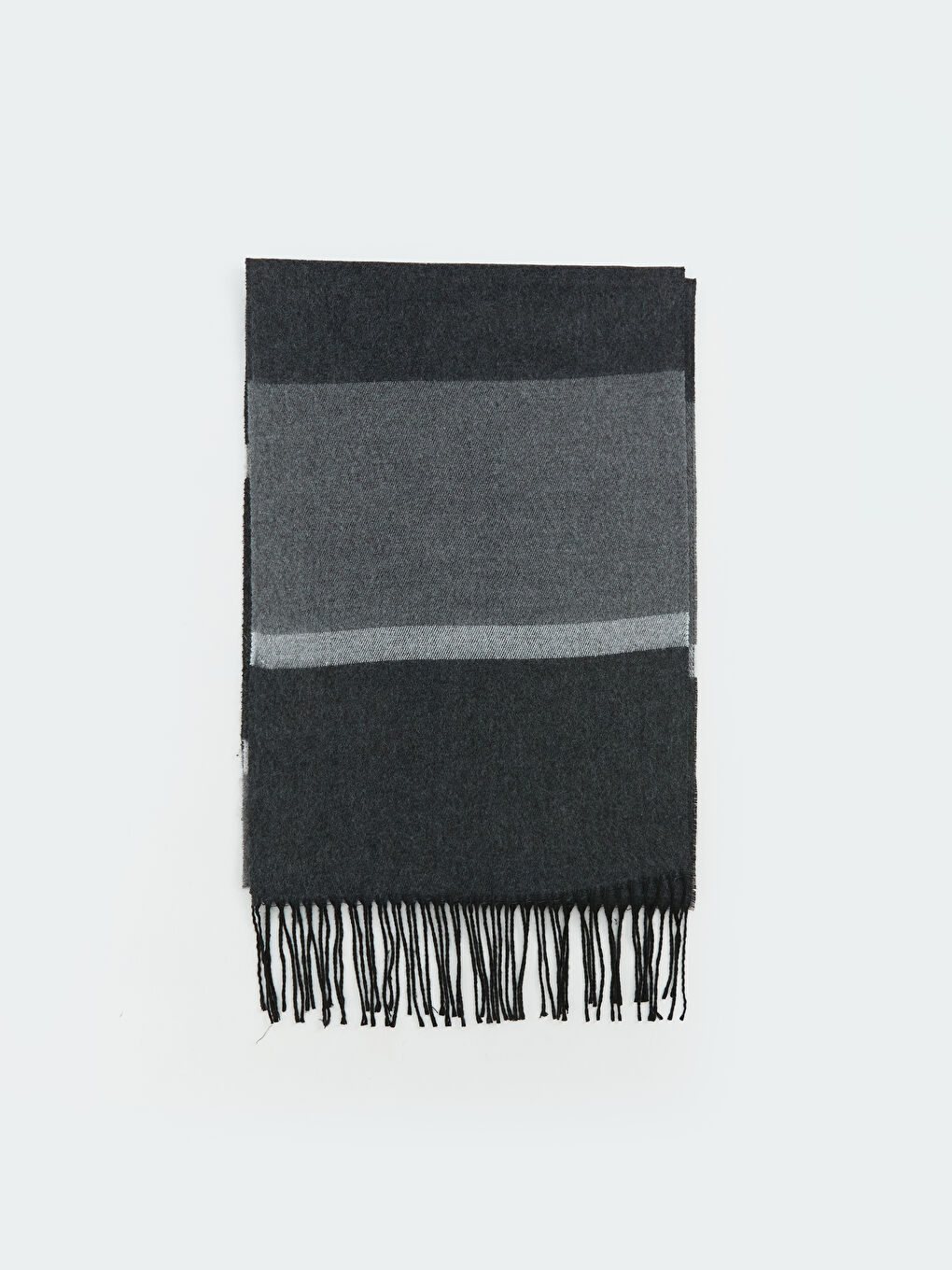 Antrasit Püskül Detaylı Çizgili Erkek Atkı-1