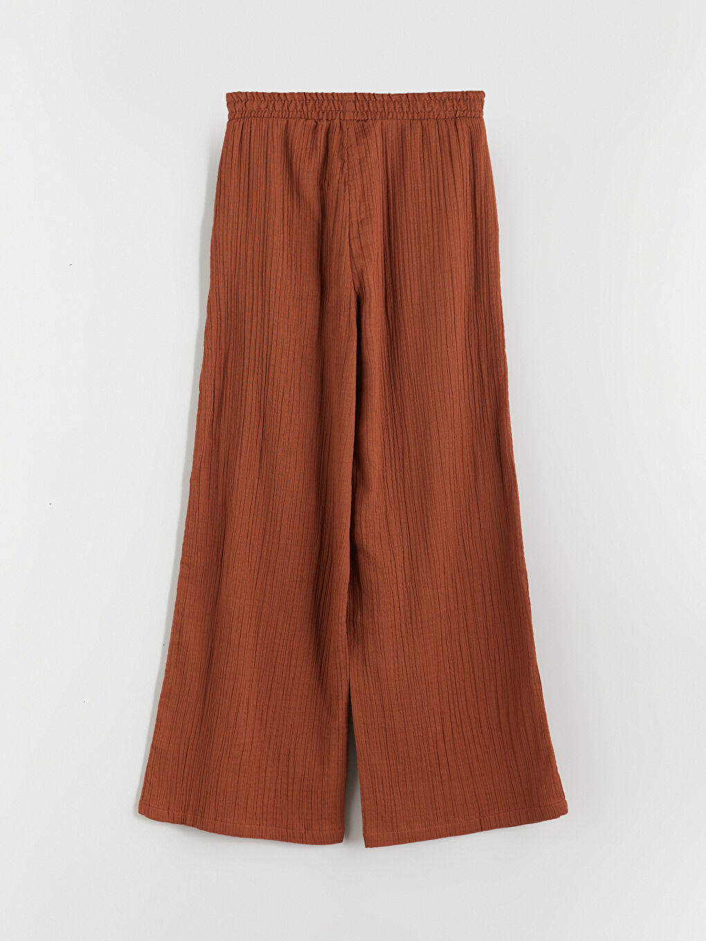Elastic Waist Textured Muslin Women's Trousers-1